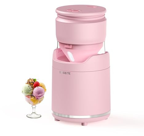 BRIOBITE Soft Serve Ice Cream Maker Machine – Rechargeable Compact for Homemade Gelato,Sorbet & Frozen Yogurt, Stylish Pink Design,Perfect for 1-2 Servings,Best Gift for Couples & Families
