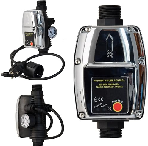 Pumpensteuerung CSK 5 - Elektronischer Druckwächter max. 10 bar - Automatisches Ein- und Ausschalten - Druckschalter für Kreiselpumpe Tauchpumpe Hauswasserwerk - Trockenlaufschutz - Durchflusswächter