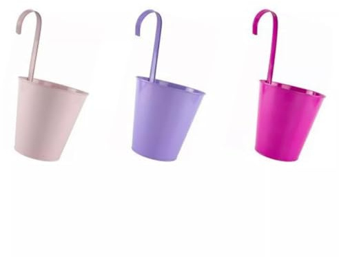 Fyne-Finds Set of 3 Assorted Metal Wall Hanging Planters 35cm, 14inch Vase Bucket Fence Balcony Garden Flower Plant Pot