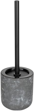 WC-Garnitur Mod. Sacile freistehend Keramik WC-Bürste Badezimmer Zubehör Edelstahl Betonoptik Ø 11,5 cm Höhe 38 cm Grau Schwarz Bürstenkopf 7,5 cm