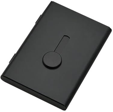 QWWQYDY Visitenkartenbox Visitenkartenhalter aus Metall, Handschiebekartenetui, Bankkarten-Mitgliedskarten-Verpackungsbox(Black)