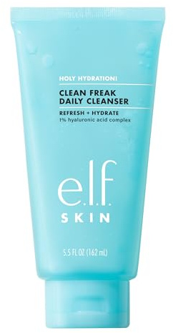 e.l.f. SKIN Holy Hydration! Clean Freak Daily Cleanser, Gentle Hydrating Gel Face Cleanser, Made With Hyaluronic Acid, Vegan & Cruelty-Free, 163ml