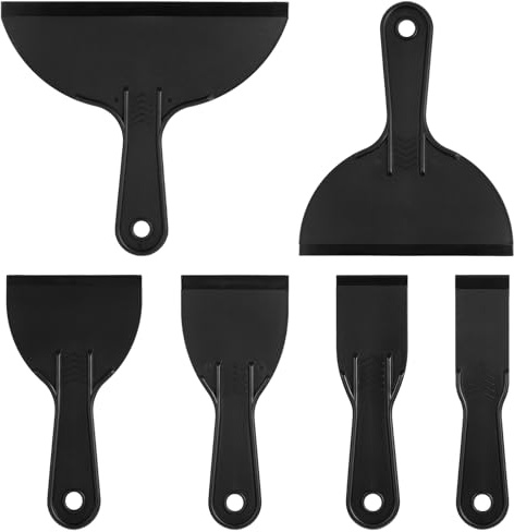 LIQWEI Lot de 6 spatules en plastique, 6 tailles, spatule réutilisable, spatule, racloir, couteau à mastic, spatule de surface pour imprimante 3D, retrait de résine, recouvrement, patching (noir)