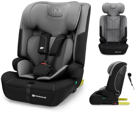 Kinderkraft Safety FIX 3 PRO I-Size 76-150 cm Car Seat, 15 Months - 12 Years, Booster Child Seat, Isofix, Adjustable Headrest, Group 1-2-3, TOP Tether, 5-Point Safety Harness, Modular Insert, Gray