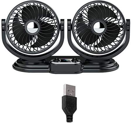 ZYKEJJDDAK Per 12 V 360 Gradi Rotazione Per La Testa Ventilatore Grande 2 Ingranaggi Auto Fan Con Per Ufficio Usb Ventilatori Portatile Oscillante Flessibile Portatile Per Scrivania Silenzioso