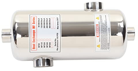 Aoresac Calentador de Agua de Piscina de 40 KW, Intercambiador de Calor de Acero Inoxidable, Anti Corrosión, Panel Solar Compatible, Tamaño Compacto, Instalación Fácil, Fusión de Nieve