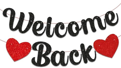 Gxdamxz Herzlich Willkommen Zurück, Wilkommensdeko Zuhause Girlande, Welcome Back Deko, Willkommensbanner, Schwarz