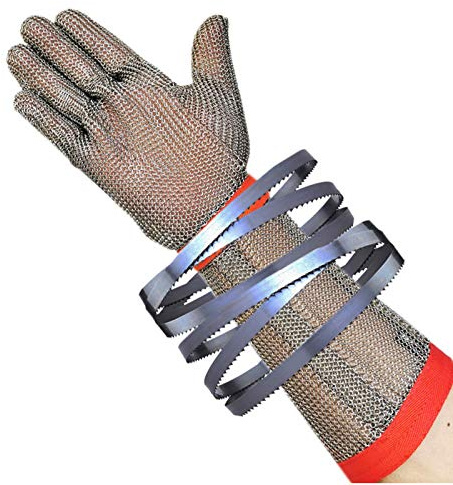 Gants résistants aux coupures en Acier 304L pour la Cuisine, pour Couper la Peau et la Viande des huîtres, pour gaucher et droitier. 3