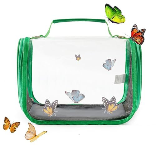 Butterfly Habitat Mesh Cage,Mesh Caterpillar Growing House with Handle | Foldable Transparent View Container Caterpillar Growing Observation for Teen Adults Family Friends
