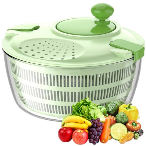 Tbintul Centrifuga Insalata, Grande capacità 4L Asciuga Insalata Centrifuga, Plastica, Senza BPA, Kitchen Strizza Insalata con Ciotola e Cestino in Rete, Lava e Asciuga Rapidamente Verdure e Frutta