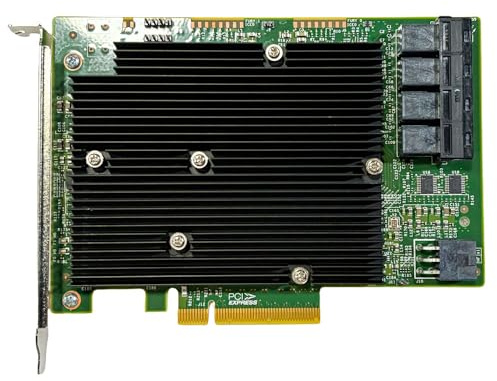 SAS HBA-kort kompatibelt med LSI 9300-16i IT Mode PCIe SATA-expansionskort, stöd för SAS Expander, 16-portars 12Gbps PCIe 3.0 x8, HBA-kontroller med 4x SFF-8643 internt, för NAS ZFS TrueNAS unRAID