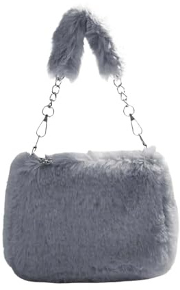 EURDFHY plyschväska plyschväska kvinnor topp handtag avslappnad crossbody mjuk söt slingkedja fyrkantig påse handväska, Grå, En Storlek