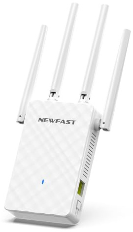 NEWFAST Répéteur WiFi Puissant N300Mbps NF-RE516, 2.4GHz Amplificateur WiFi Puissant avec WPS, Repetiteur WiFi sans Fil Compatible avec Toutes Les Box Internet, 4 Antennes, 3 Mode