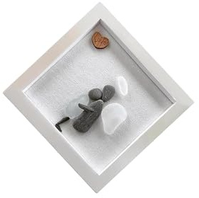 tuwiwol Cuadro decorativo de pared con marco de Para madera y guijarros vidrio. Elegante pieza única para el hogar o la oficina. Minimalista y delicado. Arte pared artesanal con marco vidrio marino.