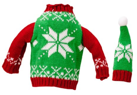 Ipetboom Housse de Bouteille de Vin Noël Réutilisable Tricot Vert à Motif Flocon Décoration Festive pour Bouteille Accessoire de Table pour Fêtes et Restaurants