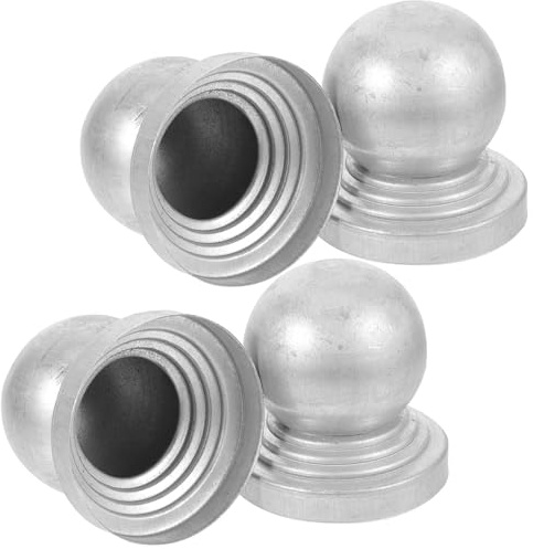 HYTROVE Lot de 4 Capuchons de Poteaux de Clôture en Métal Galvanisé Forme Boule Décorative Diamètre 80 MM Protection Anti-Intempéries pour Poteaux Ronds de Jardin