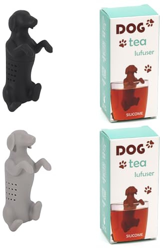 CHSEROK 2 Stück Teesieb für Teekanne, Silikon Teesieb für Teekanne, 3D-Welpen-Optik Teezubehör, Abnehmbar Teeei Lustig, für Teetassen und Teekannen