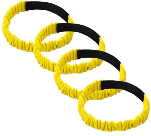 Veemoon 4 Sangles de Course à Trois Pattes en Tissu Oxford, Bandes Élastiques Flexibles et Résistantes, Réglables, 4 Pièces Jaune, Accessoires de Jeu en Plein Air pour Entraînement