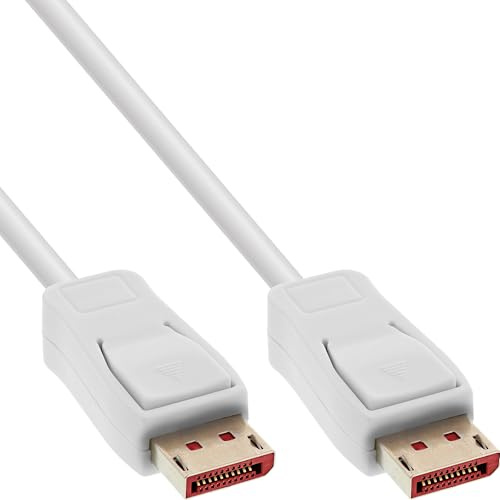 InLine Cable DisplayPort 1.4, 8 K, 60 Hz, UHD 4K 120 Hz HDR, contactos dorados, 0,5 m, 17255 W, color blanco