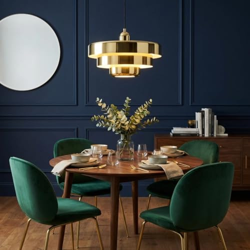 BARCELONA LED Takpendel MACARRON Guld i 3 Nivåer, Metall Järn, Bauhaus Minimalistisk Stil, Indirekt Bländfri Belysning, Klassisk Vintage Modern & Tidlös Lyx E27