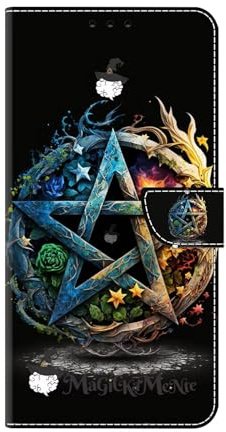 Funda para Motorola Moto E13, funda de piel con patrón de pintura en 3D, funda de silicona con función atril, carcasa con tapa, funda protectora de pentagrama