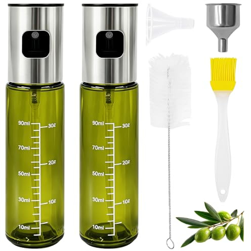 Ölsprüher für Speiseöl, 2 x 100 ml Öl Sprühflasche aus UV-Schutzglas