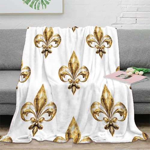 ZFLDKWGP Elegante Coperta 3D Stampata Giglio Dorato Microfibra Arredo Plaid Giglio d’Oro per Divano Adulti 40x50inch(100x130cm)
