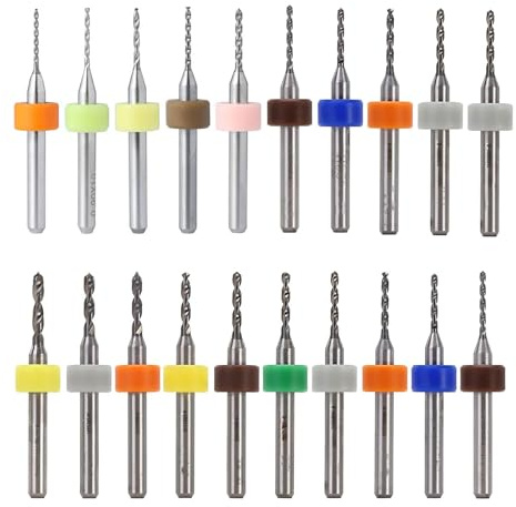 20 Pezzi Punte da PCB Micro,Mini Trapano da 0,5 mm a 1,4 mm e da 1,5 mm a 2,4 mm Punte Twist Bits,per Circuiti Stampati,Ambra,Cera d'api,Plastica,Gioielleria,Incisione