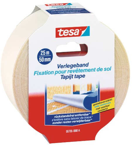 tesa dubbelsidig läggningstejp, avtagbar utan rester, 25 m x 50 mm