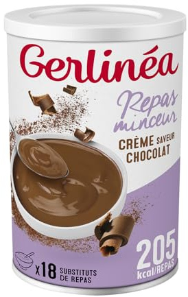 GERLINÉA – Crème Repas Minceur Chocolat – Substitut de Repas Riche en Protéines – 18 Repas – Poudre à Reconstituer, 540 g