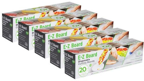 Mind Reader EZB5PK20-CLR E-Z Disposable Plastic Cutting Board Flexible, 20 sf, Camping, 13.75 L x 3.125 W x 3.75 H, 5 Pack, Clear