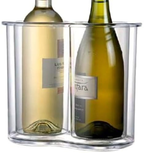 Prodyne Twin-Chill 2 Bottle Iceless Wine Cooler, Clear
