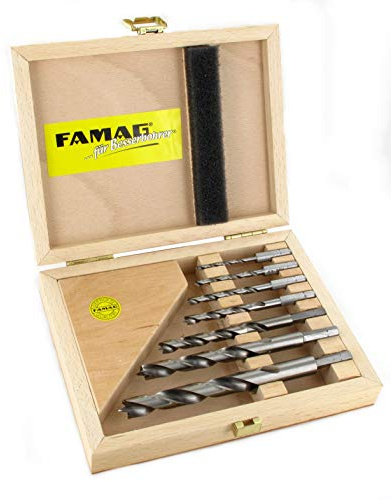 FAMAG Holzspiralbohrer-Bitsatz lang 7-teilig Ø 3, 4 ,5 ,6, 8, 10 und 12 mm im Holzkasten