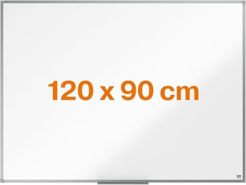 Nobo magnetisches Whiteboard aus Stahl, 90 x 120 cm, Aluminiumrahmen, Traditionelle Eckmontage, Inkl. Stiftablage, Weiß, Essence-Serie, 1905211