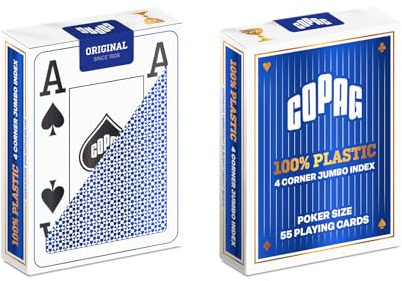 Karty do gry Copag 100 % Plasic 4 corner jumbo Index niebieskie
