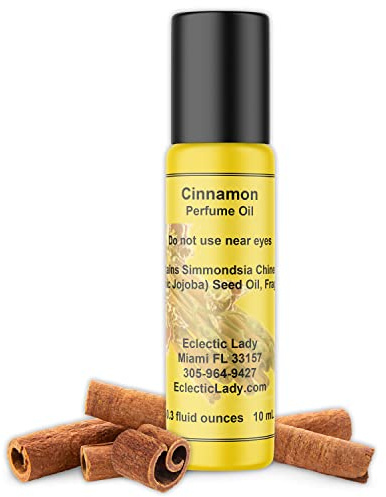 Eclectic Lady Cinnamon Perfume Oil, 0.3 Oz Portable Roll-On Fragrance with Long-Lasting Scent, Delightful Essential Oils and Jojoba Oil For Daily Use