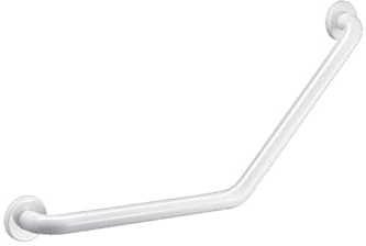 Delabie - Barre de maintien coudee a 135 ECO D32 400x400 mm. fixations invisibles. platine 3 trous D73. epoxy blanc Ref 35081W