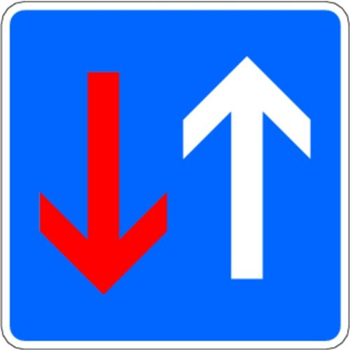 LEMAX® Verkehrszeichen - Vorrang vor dem Gegenverkehr, Zeichen 308 Alu 2 mm, RA1 blau 420x420mm