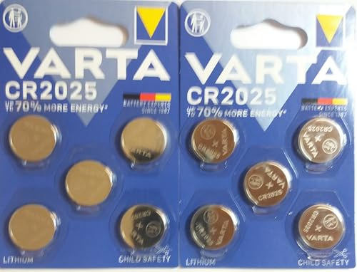 Pack 10 piles boutons Varta CR2025