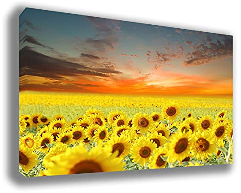 Quadro Moderno FIORI Girasoli Girasole - Tantissime Misure e Formati Disponibili - Stampa su Tela Canvas in HD - Quadri Moderni - Fornito già intelaiato e pronto da appendere printerland.it (20x30 cm)
