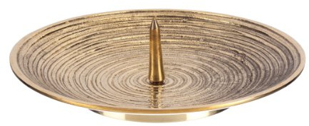 Kerzenteller Spiral Design Messing Gold mit Dorn für bis Ø 12 cm Kerzen