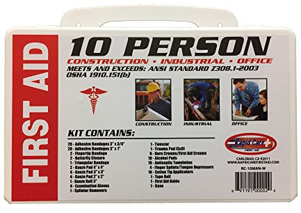 Rapid Care First Aid RC-10MAN-W 10 person 106 Piece ANSI/OSHA Compliant First Aid Kit in Wall Mountable Poly Case