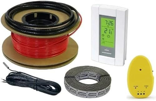 HeatTech 30 sqft Floor Heating Cable Set, Electric Radiant in-Floor Heat Heating Cable Warming System, 120V, 120ft Long Heating Cable, 7-Day Programmable Floor Sensing Thermostat Aube TH115-AF-120S
