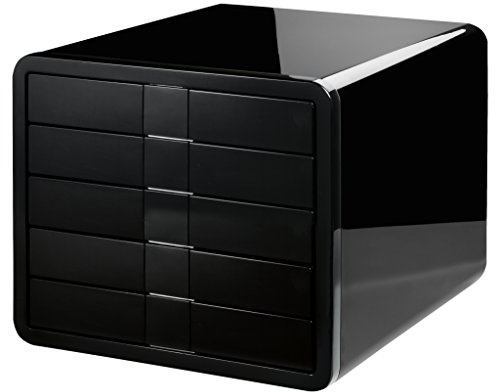 HAN Schubladenbox i-BOX, Schreibtischbox mit 5 Schubladen für Formate bis A4/C4, moderne Designbox für Ordnung am Schreibtisch, 1551-13, schwarz