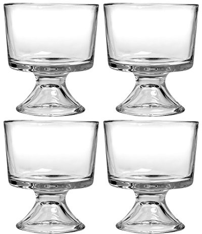 Anchor Hocking Set of 4 Glass Sundae Glasses and Dessert Dishes, Trifle Punch Bowl