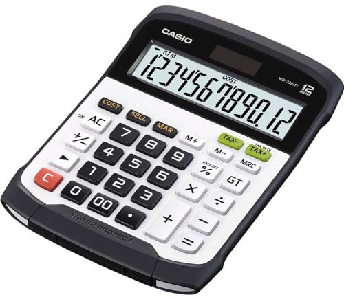 CASIO Tischrechner WD-320MT, 12-stellig, spritzwasser- und staubgeschützt, Steuerberechnung, Solar-/Batteriebetrieb