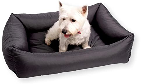 4L Textil Koko Wasserabweisendes Hundebett große Hunde Hundekorb Bezug abnehmbar und waschbar Hundekissen Hundekörbchen Graphit (80x60 cm, Grau)