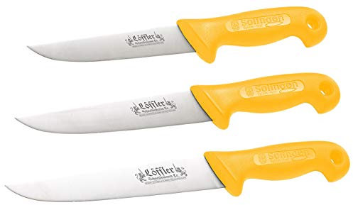 Löffler Schneidewaren Co. Schlachtmesser: 3er-Set Solinger Edelstahl-Metzgermesser, 6, 7 & 8 Zoll (Schlachter Messer)