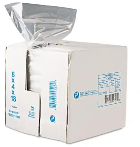 Inteplast Group PB080418R Get Reddi Food & Poly Bag, 8 x 4 x 18, 8-Quart, 0.68 Mil, Clear (Case of 1000)