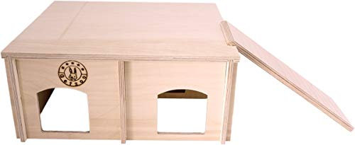 Getzoo Nagerapartment 29x25cm | Geeignet für Goldhamster, Rennmäuse, Degus, Stachelmäuse UVM. | Naturbelassenes Birkenholz | Abnehmbares Dach für leichte Reinigung | Naturnahes Dreikammersystem